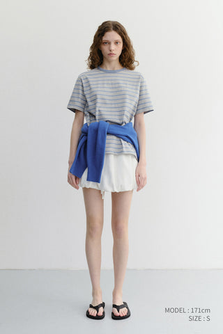 UNISEX STRIPED T-SHIRT MELANGE GREY BLUE