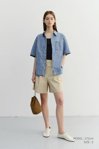 UNISEX LINEN DENIM SHIRT LIGHT BLUE