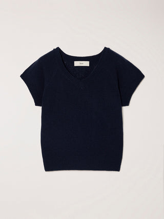 SUMMER LINEN V-NECK KNIT NAVY