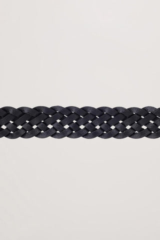 D-BUCKLE TWIST LEATHER BELT BLACK