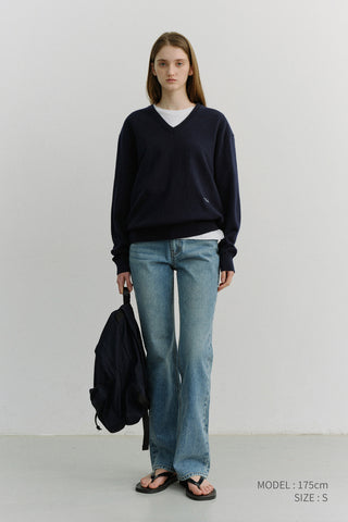 ESSENTIAL SEMI BOOT-CUT JEANS BRUSHED BLUE