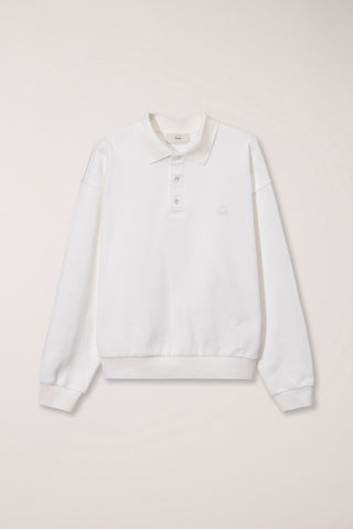 UNISEX LEATHER LOGO COLLARED T-SHIRT WHITE