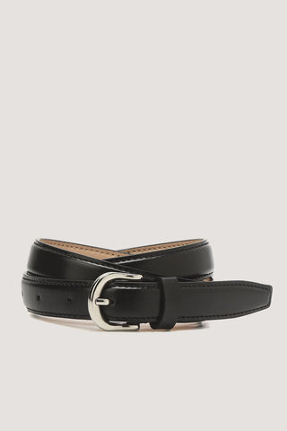 D-BUCKLE SLIM LEATHER BELT BLACK