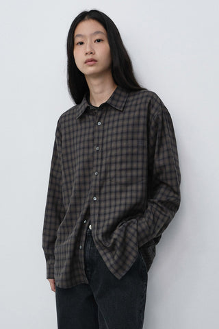 UNISEX CHECKED FLANNEL SHIRT KHAKI