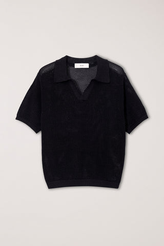 UNISEX CHUNKY POLO KNIT BLACK