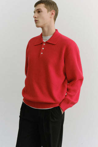 UNISEX CASHMERE COLLARED SWEATER RED
