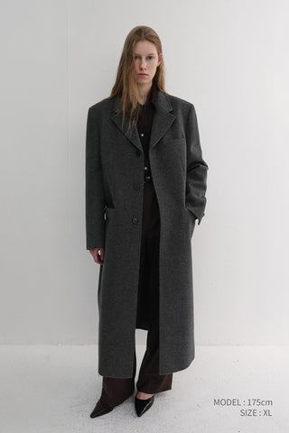 UNISEX 2-WAY 3 BUTTON CASHMERE COAT CHARCOAL GREY