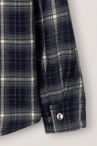 UNISEX QUILTED FLANNEL SHIRT NAVY CHECK