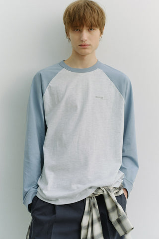 UNISEX RAGLAN T-SHIRT SKY BLUE LIGHT MELANGE GREY