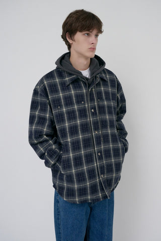 UNISEX QUILTED FLANNEL SHIRT NAVY CHECK