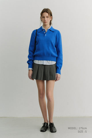 UNISEX CASHMERE COLLARED SWEATER BLUE