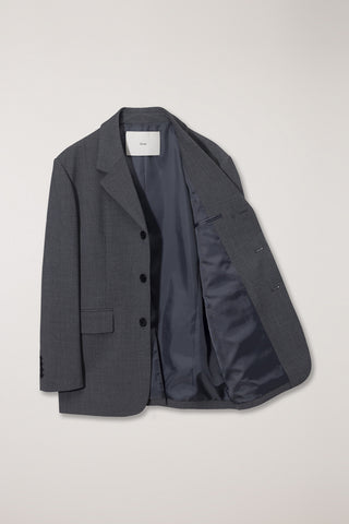 UNISEX 3 BUTTON WOOL BLAZER CHARCOAL GREY