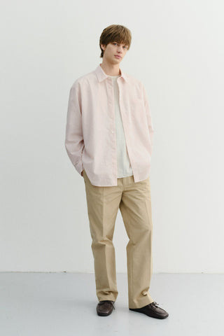 UNISEX SUMMER BREEZE STRIPED OVERSHIRT SOFT PINK