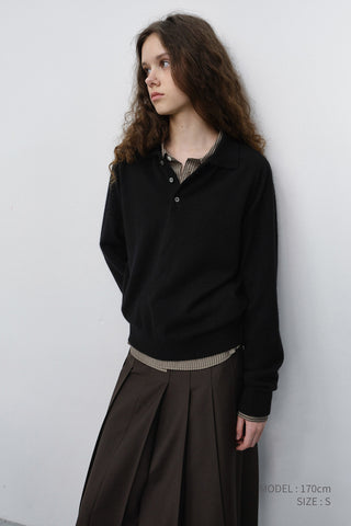 PLEATS LONG SKIRT BROWN