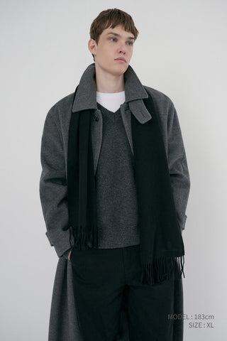 UNISEX BELTED CASHMERE MAC COAT MELANGE GREY