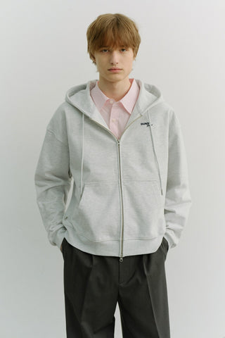 UNISEX CROPPED ZIP-UP HOODIE LIGHT MELANGE GREY