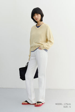 RELAXED SUMMER DENIM PANTS OFF WHITE