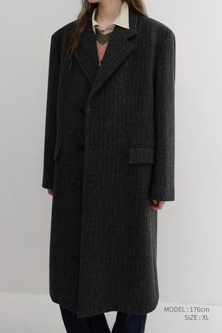UNISEX BOXY TAILORED COAT GREY HERRINGBONE
