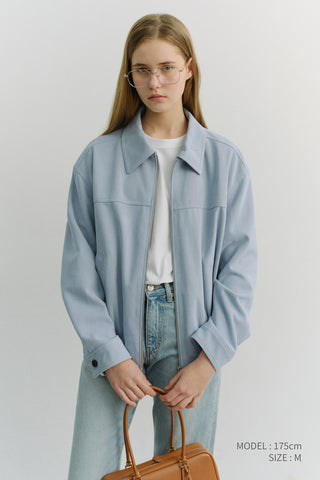 UNISEX ALTER-SUEDE COLLARED BLOUSON SOFT BLUE