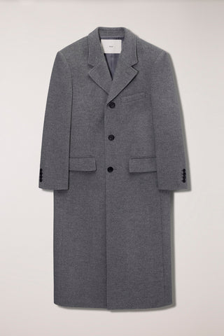 UNISEX 2-WAY 3 BUTTON CASHMERE COAT MELANGE GREY