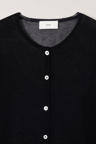 SUMMER ESSENTIAL CREWNECK CARDIGAN BLACK