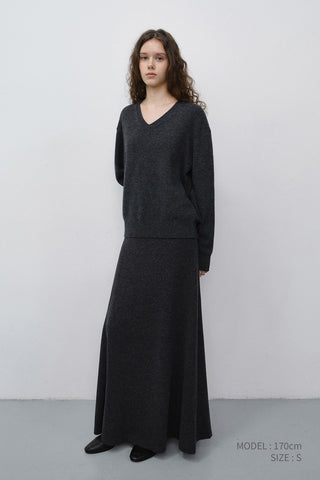 UNISEX CASHMERE V-NECK SWEATER CHARCOAL GREY
