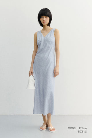 SLEEVELESS PATTERNED DRESS SOFT BLUE
