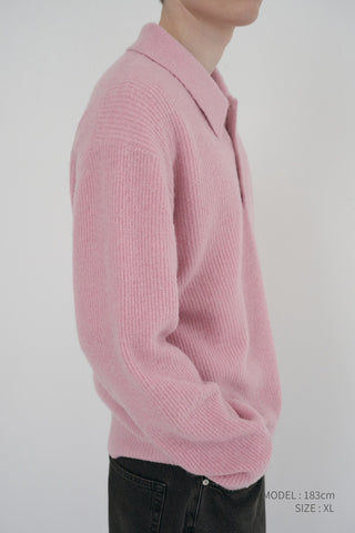 UNISEX HAIRY COLLARED SWEATER SOFT PINK