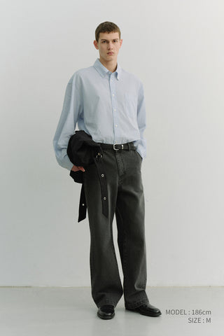 STRAIGHT SLACK JEANS GREY