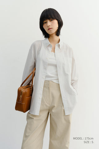 UNISEX CLASSIC STRIPED BD OVERSHIRT CREAM