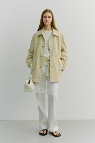 UNISEX ALTER-SUEDE HALF JACKET CREAM BEIGE