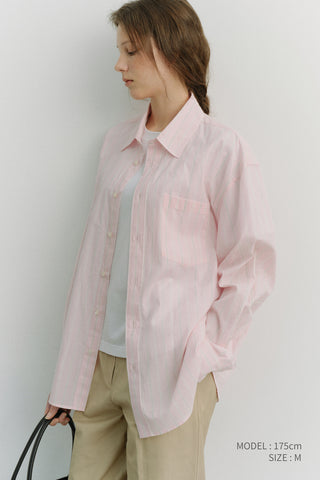 UNISEX OVERSIZED STRIPED SHIRT SOFT PINK STRIPE