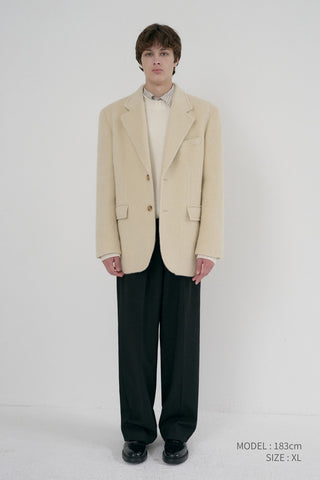 UNISEX ALPACA BLAZER COAT BUTTER BEIGE