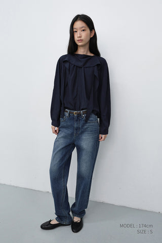 TIE BLOUSE NAVY