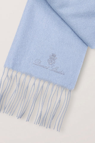 FRINGED CASHMERE MUFFLER SOFT BLUE