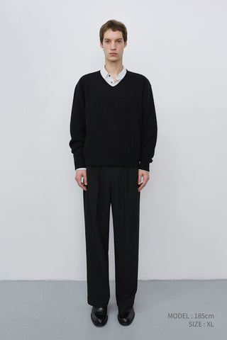 UNISEX CASHMERE V-NECK SWEATER BLACK