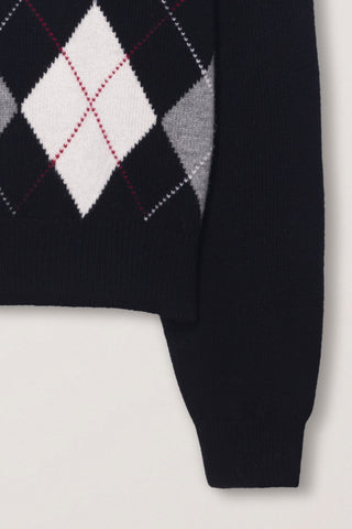 UNISEX ARGYLE CREWNECK SWEATER BLACK