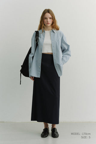 H-LINE STRIPED MAXI SKIRT NAVY STRIPE