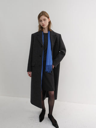FRINGED CASHMERE MUFFLER KOVALT BLUE