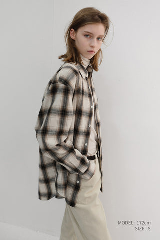 UNISEX WINTER FLANNEL CHECKED SHIRT BEIGE