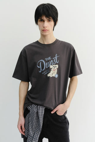 UNISEX DRAWING PUPPY T-SHIRT CHARCOAL GREY
