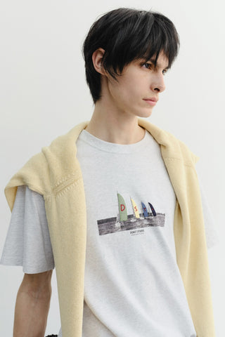 UNISEX APPLIQUE YACHT T-SHIRT LIGHT MELANGE GREY