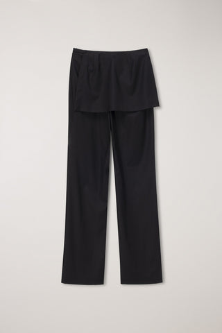 SKIRT LAYERED SLIM PANTS BLACK