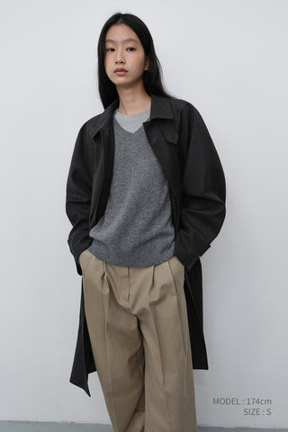 DOUBLE PLEATED WIDE CHINO SLACKS BEIGE