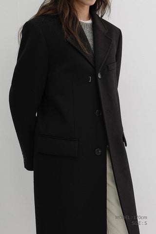 UNISEX 2-WAY 3 BUTTON CASHMERE COAT BLACK