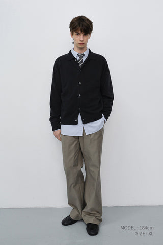 UNISEX COLLARED KNIT CARDIGAN BLACK