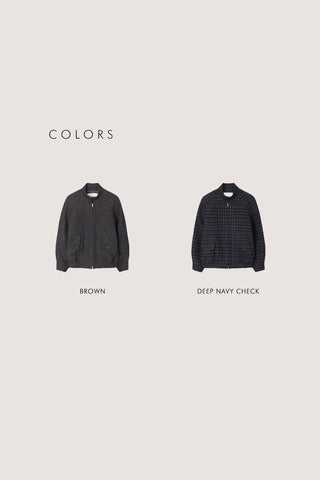 UNISEX HARRINGTON WOOL BLOUSON DEEP NAVY CHECK