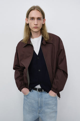 UNISEX COLLARED BLOUSON JACKET BROWN