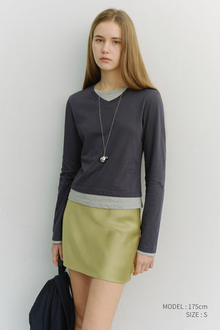 SATIN MINI SKIRT SOFT OLIVE