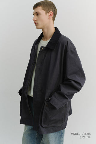 UNISEX COTTON CHORE JACKET INDIGO NAVY